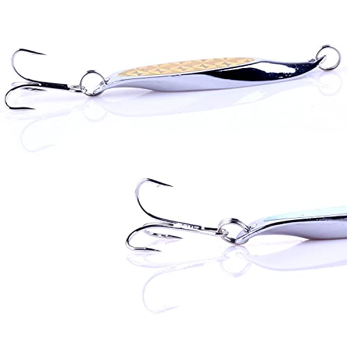 Fishing Jigs Saltwater Fishing Lures with Assist Hook Treble Hook, Jigging Lures Slow Vertical Jigs, Fishing Jigs Saltwater for Bass Tuna Salmon Sailfish Trout Grouper Snapper, 5pcs with Box - color: A:2.75inch/0.74oz/5pcs