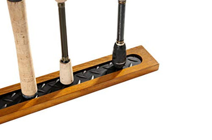 Old Cedar Outfitters Modular Wall Rack for Fishing Rod Storage, Holds up to 8 Fishing Rods - color: Oak Finish