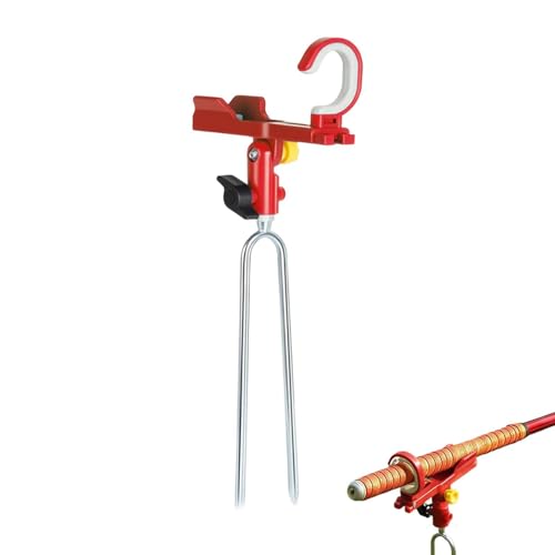 Fishing Holder Mount with Ground Spikes for Angling Pole | Surf Fishing Rod Holder for Boat Shore Kayak Pontoon Dock Surf Beach - color: Red