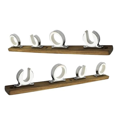 MARINE CITY Fishing Rod Storage Hanger Rack, 4-Rod Reel with Teak Base, Length 2.71 Inches for Boats Yachts Cars & Marine Use - color: 4 Rod (Teak Base)