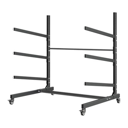 VEVOR Kayak Storage Rack, Heavy Duty Adjustable Freestanding Stand with Lockable Wheels for Indoor Outdoor Garage Shed Dock, Holder for Canoe, SUP, Surfboard & Paddleboard - style: Stand-3 Kayaks-black
