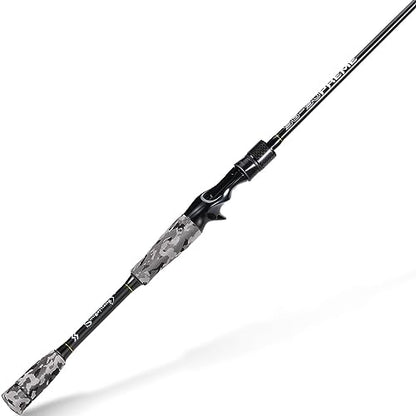 Sougayilang Fishing Rod - Medium 2Pc Graphite Composite Blank Spinning & Casting Rod, Camouflage EVA Grip, Smooth Transition Fishing Pole - color: Grey-Casting, size: 5'10''-Medium-Moderate