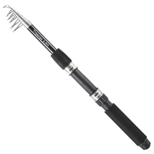Tripquips 6.9FT Telescopic Fishing Rod - Lightweight Spinning Fishing Pole for Freshwater and Saltwater Anglers - color: Black