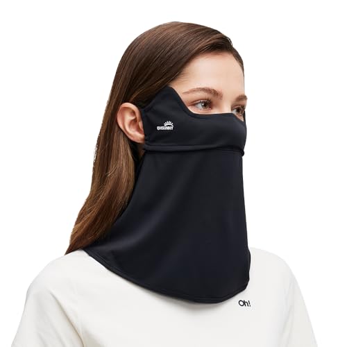 Sun UV Face Mask UPF50+ Neck Gaiter Scarf Breathable Cooling Face Cover for Outdoor Activities - color: Black
