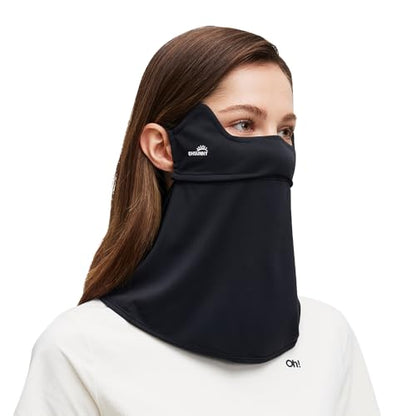 Sun UV Face Mask UPF50+ Neck Gaiter Scarf Breathable Cooling Face Cover for Outdoor Activities - color: Black