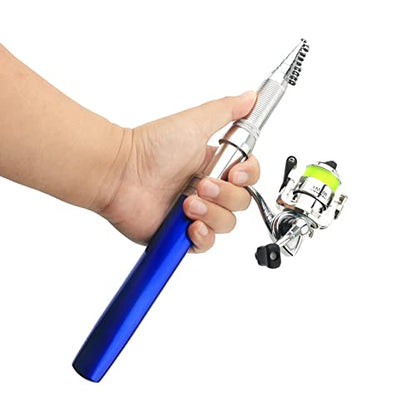 Lixada Fishing Rod Reel Combo Mini Pen Fishing Pole Kit Telescopic Fishing Rod Spinning Reel Combo Kit - color: Blue, size: 1.8 m
