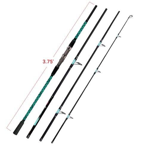Fiblink Surf Fishing Rod Portable Travel Surf Spinning Rod 2 Piece/3 Piece/4 Piece Carbon Fiber Saltwater Fishing Rod 9'/10'/12'/13'/15' - style: 15'-spinning-4pc