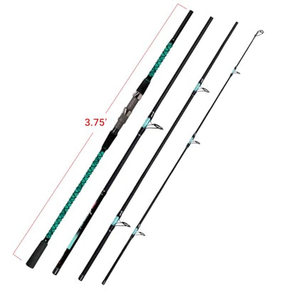 Fiblink Surf Fishing Rod Portable Travel Surf Spinning Rod 2 Piece/3 Piece/4 Piece Carbon Fiber Saltwater Fishing Rod 9'/10'/12'/13'/15' - style: 15'-spinning-4pc