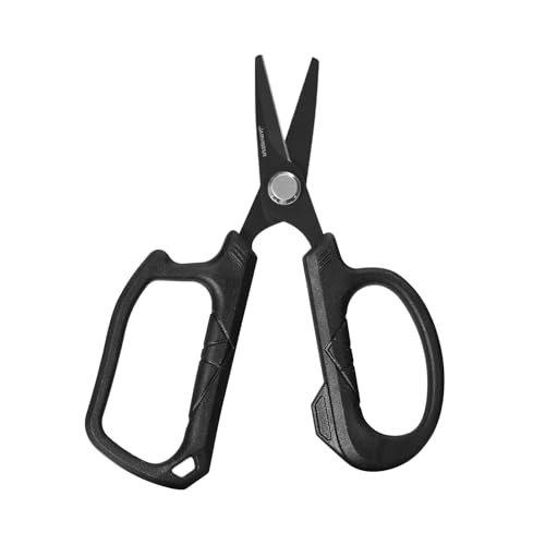 JARVISTAR 4.65" Fishing Scissors - Heavy Duty Line Cutter with Spring Clip Keychain, Dual Serrated Stainless Blades - Cuts Braided, Mono & Fluorocarbon Lines for Saltwater & Freshwater Black - color: Black