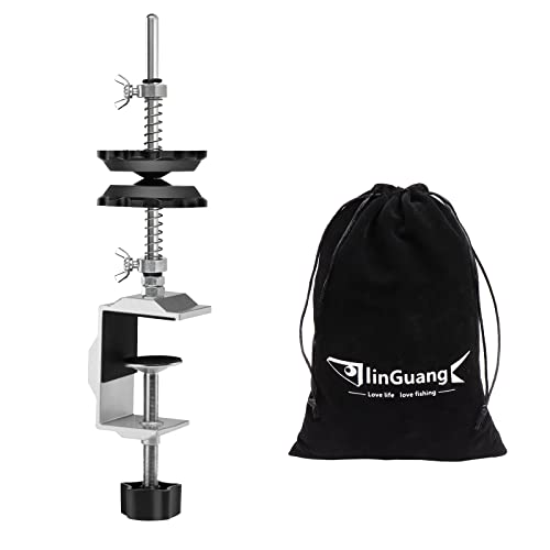 Fishing Portable Table Mount Line Spooler for Fising Spinning and Baitcasting Reels Adding Line，Fishing Line Spool Holder with Calmp and Tensioner -Winder & Spooling Accessories-C