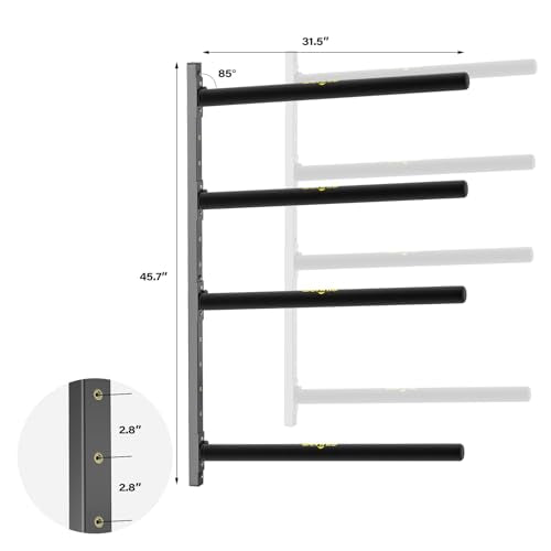 Bonnlo Kayak Storage Rack, Adjustable Heavy Duty Kayak Rack for Kayaks Paddle Boards, Kayak Paddle Holder for Garage, Spacesaver, Gentle on Padding, Boat Organizer - style: 4 Kayaks, Wall Mount