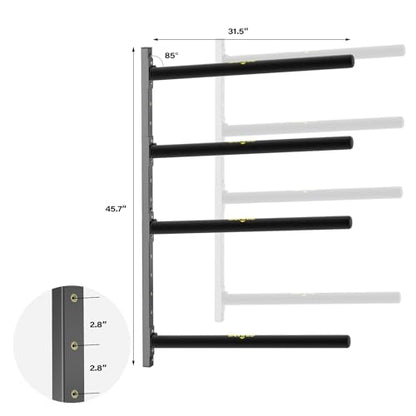 Bonnlo Kayak Storage Rack, Adjustable Heavy Duty Kayak Rack for Kayaks Paddle Boards, Kayak Paddle Holder for Garage, Spacesaver, Gentle on Padding, Boat Organizer - style: 4 Kayaks, Wall Mount