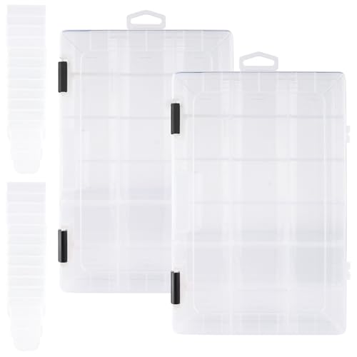 Hikary Fishing Tackle Boxes,3600 Tackle Tray Clear Plastic Fishing Box with Removable Dividers Fishing Storage Organizer Boxes for Lures (2 Packs) - color: 2 Packs