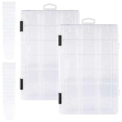 Hikary Fishing Tackle Boxes,3600 Tackle Tray Clear Plastic Fishing Box with Removable Dividers Fishing Storage Organizer Boxes for Lures (2 Packs) - color: 2 Packs