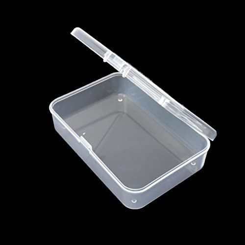 yueton 4pcs Clear White Rectangle Mini Storage Containers Box for Business Card,Accessories,Crafts,Screws,Drills,Battery