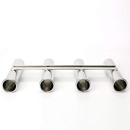 Amarine Made 4 Tube Fishing Rod Rack Mirror Finish Stainless Steel 316 Wall / Side Mounted Rod Holder for Boat Yacht