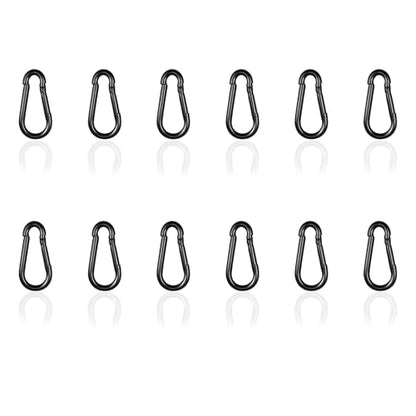 Black Carabiner, Heavy Duty Galvanized Steel Spring Snap Hook Carabiner Clips with 220LBS Holding Capacity, Ideal for Outdoor, Hammock, Swing and Travel (12PCS M5 2Inch) - size: 12PCS-M5, style: Black
