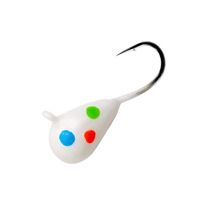 5 Pieces 3.0-6.0mm Teardrop Tungsten Ice Jig - color: SP01 Pearl White Wonderbread Glow, size: TIJ02 4MM 5PCS