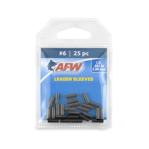 AFW Thin Wall Double Barrel Crimp Sleeves - Premium Fishing Copper Crimp Sleeve with Burr Free Black Finish, Enhanced Flexibility - Durable and Lightweight - Retail & Bulk Pack Available - color: Black, style: #6/.082" - 25 Pc