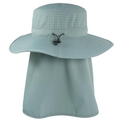 Connectyle Men's Wide Brim Sun Hat with Neck Flap UPF 50+ Packable Breathable Boonie Bucket Hat for Fishing Hiking Safari - color: Bluish Mint Green