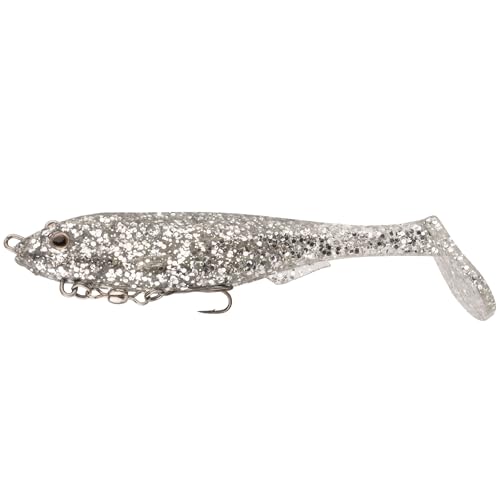 Strike King Final Copy Fishing Lure, Pre-Rigged Soft Plastic Swimbait, Free-Swinging Size 4 Treble Hook, Belly Magnetic Hook Keeper, 7/8-Ounce - color: Carolina Chrome