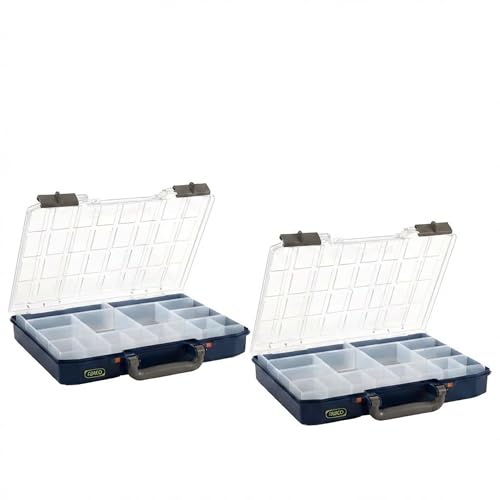 Raaco CarryLite Small Parts Organizer, 16 Inserts CarryMore 55 Storage | Includes 2 CarryLite Slim 2.3 Inch Height Organizers (16 Inserts Each), Stackable Modular Tool Storage Unit, set, module - size: 2x CarryLite Slim, style: Double Pack