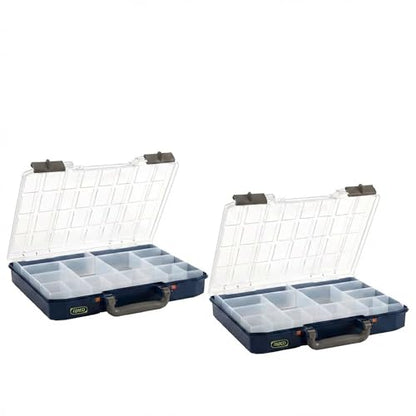 Raaco CarryLite Small Parts Organizer, 16 Inserts CarryMore 55 Storage | Includes 2 CarryLite Slim 2.3 Inch Height Organizers (16 Inserts Each), Stackable Modular Tool Storage Unit, set, module - size: 2x CarryLite Slim, style: Double Pack