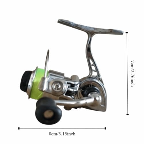 ‌Mini 100 Metal Spinning Reel – Compact 4.3:1 Gear Ratio Fishing Reel for Ultralight Rods, Freshwater Panfish & Trout, Reversible Handle Design (3.1 x 2.7 in)‌