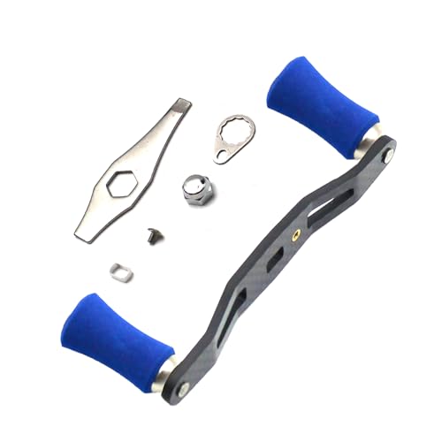 Mr. Z 95mm Carbon Fiber Baitcasting Reel Handle Compatible for Abu Garcia Shimano Daiwa Light Weight Low Profile Casting Reel - color: CAMO Blue, size: Left-handed