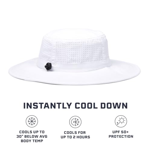 MISSION Cooling UPF Boonie Hat - Unisex Sun Hat for Hiking, Beach & Fishing - Sweat & Water Activated Technology - color: White