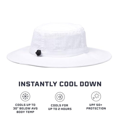 MISSION Cooling UPF Boonie Hat - Unisex Sun Hat for Hiking, Beach & Fishing - Sweat & Water Activated Technology - color: White