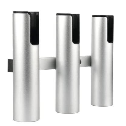 Aluminum Fishing Boat Rod Holder,3/4 Link Tube Aluminum Rod Rack, Suit Boats & Yacht ,Silver - color: Silver 3 Tube