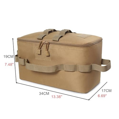 Fishing Tackle Bag Outdoor Camping Cookware Tool Bag Portable Large Capacity Tote Storage Bag Picnic Tactical Soft Case (Tan(13.38''L x 6.69''W x 7.48''H)) - color: Tan(13.38''L x 6.69''W x 7.48''H)