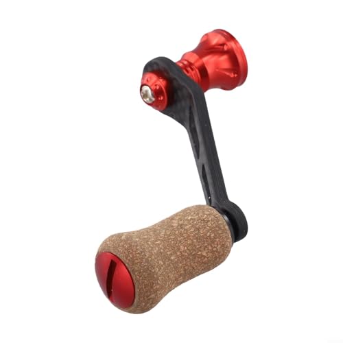 Carbon Fiber Fishing Reel Handle, 70mm Round Knob with Bearings, Screw-in Arm for Daiwa Fuego Salamandura Spinning-Reels(red) - color: red