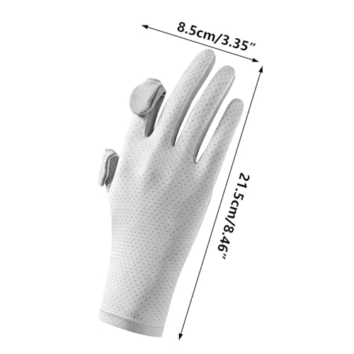 MiOYOOW Sun Protection Glove, 2PCS Fingerless Fishing Gloves Breathable Mesh Gloves with Non-Slip Silicone Palm for Men Women Driving Cycling - color: Light Gray, style: Women'S