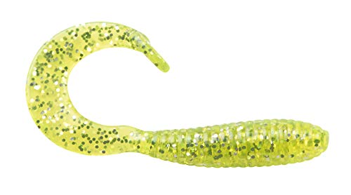 Bobby Garland Hyper Grub Curly-Tail Swim-Bait Crappie Fishing Lure, 2 Inches, Pack of 18 - color: Chartreuse Silver