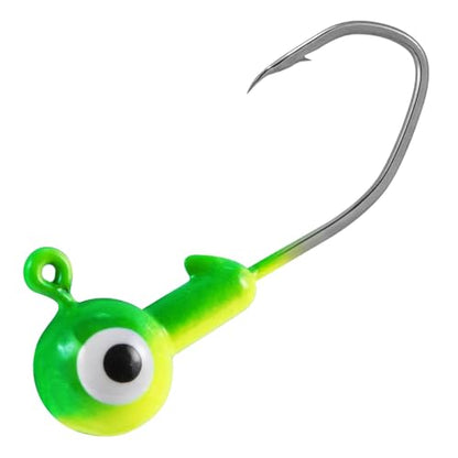Dr.Fish 20 Pack Fishing Jig Heads, Crappie Jigs Round Ball Sickle Hooks Freshwater Fishing Hook Lures Bass Trout Panfish Bluegill - color: Chartreuse, size: 1/16oz-#4 Hook