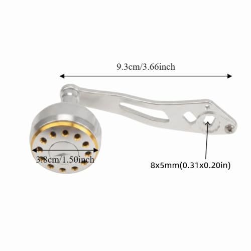 Baitcasting Reel Handle Replacement Parts, Aluminum Alloy Fishing Reel Rocker Arm with 8x5mm Mounting Hole, Lightweight Handle Grip for Baitcasting Reel Repair - color: Silver