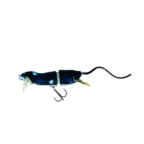 Savage Gear 3D Rad Rat Fishing Bait, 1/2 oz, Black, Realistic Contours, Colors & Movement, Durable Construction, Versatile Rigging Options, Dual Treble Hook Configuration
