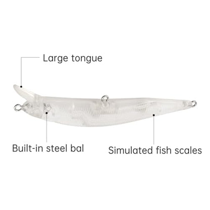 20pcs Blank Unpainted Minnow Crankbait, Blank Crankbaits Topwater Fishing Lures, Unpainted Lure Minnow for Bass Salmon Trout