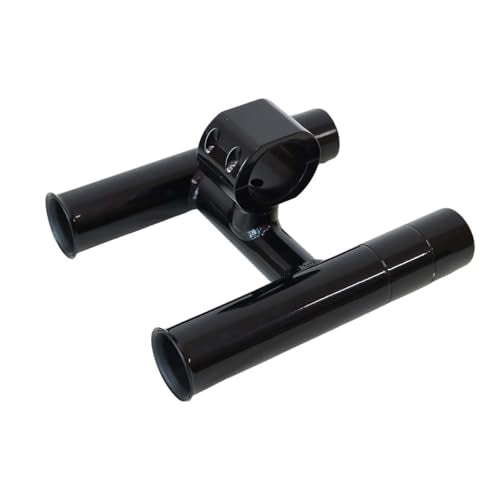 T-Top fishing Rod Holder Twin Aluminum clamp-on fit 1-1/2",1-7/8",2" inch horizontal or vertical fishing tower/leaning post/rail white black anodized (Black)