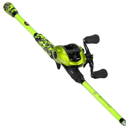 Sougayilang Baitcaster Combo – IM7 Graphite M/MH 2-Piece Travel Rod, 6.3:1 High-Speed Reel,18LB Drag for Bass, Catfish, Trout, Panfish - size: Green-Left handle-6'10''-Medium