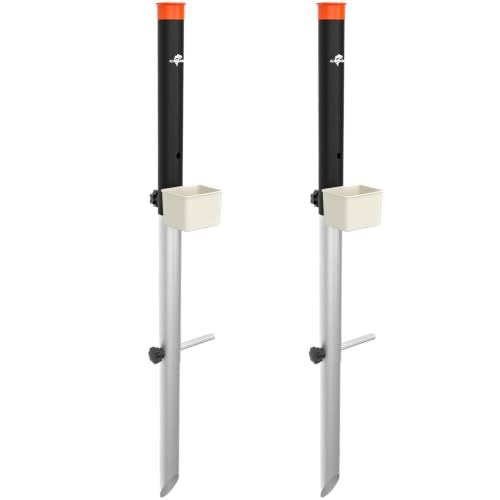 1/2 Pack Aluminum Surf Fishing Rod Holder, Heavy Duty Sand Spike with Bait Box, Telescopic 3-Section, Lightweight and Portable, with Storage Bag - color: Rod holder-2 Pack