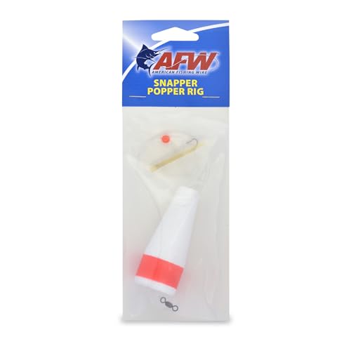 AFW Snapper Popper Rig, Clear Monofilament Line, Weighted Popping Float, #6 Hook with Natural Color Tube Dressing, 1 pc