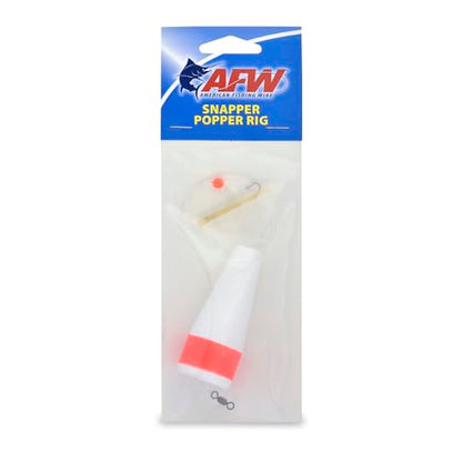 AFW Snapper Popper Rig, Clear Monofilament Line, Weighted Popping Float, #6 Hook with Natural Color Tube Dressing, 1 pc
