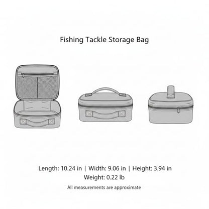 Oxford Cloth Fishing Tackle Bag with Dividers, Portable Lure & Hook Storage Case for Anglers, Black - size: 10.24 x 9.06 x 3.94 in