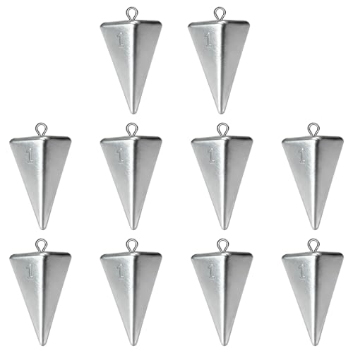 Fishing Weights Pyramid Sinkers Kit Bullet Fishing Weights Sinkers for Ocean Saltwater Surf Fishing Gear Tackle 1oz 2oz 3oz 4oz - color: 1oz-10pcs
