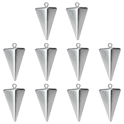 Fishing Weights Pyramid Sinkers Kit Bullet Fishing Weights Sinkers for Ocean Saltwater Surf Fishing Gear Tackle 1oz 2oz 3oz 4oz - color: 1oz-10pcs