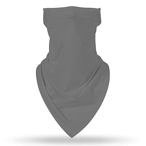 YAYOUREL Neck Gaiter Face Mask Bandanas for Men Women UV Face Scarf Cover Ear Loop Hole Facemask for Fishing Running Cycling - color: Solid Gray