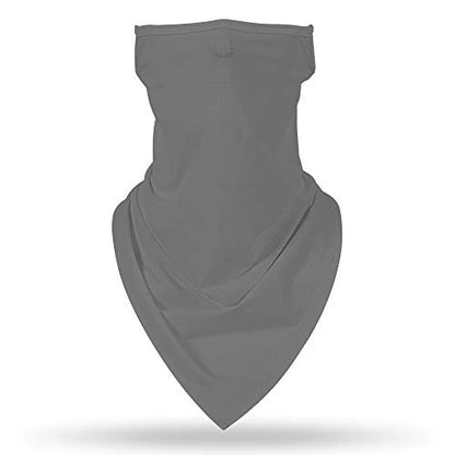 YAYOUREL Neck Gaiter Face Mask Bandanas for Men Women UV Face Scarf Cover Ear Loop Hole Facemask for Fishing Running Cycling - color: Solid Gray